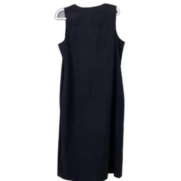 Talbots Petites Vintage Button Front Sleeveless MIDI Shift Dress Sz 12P pockets - Picture 2 of 11